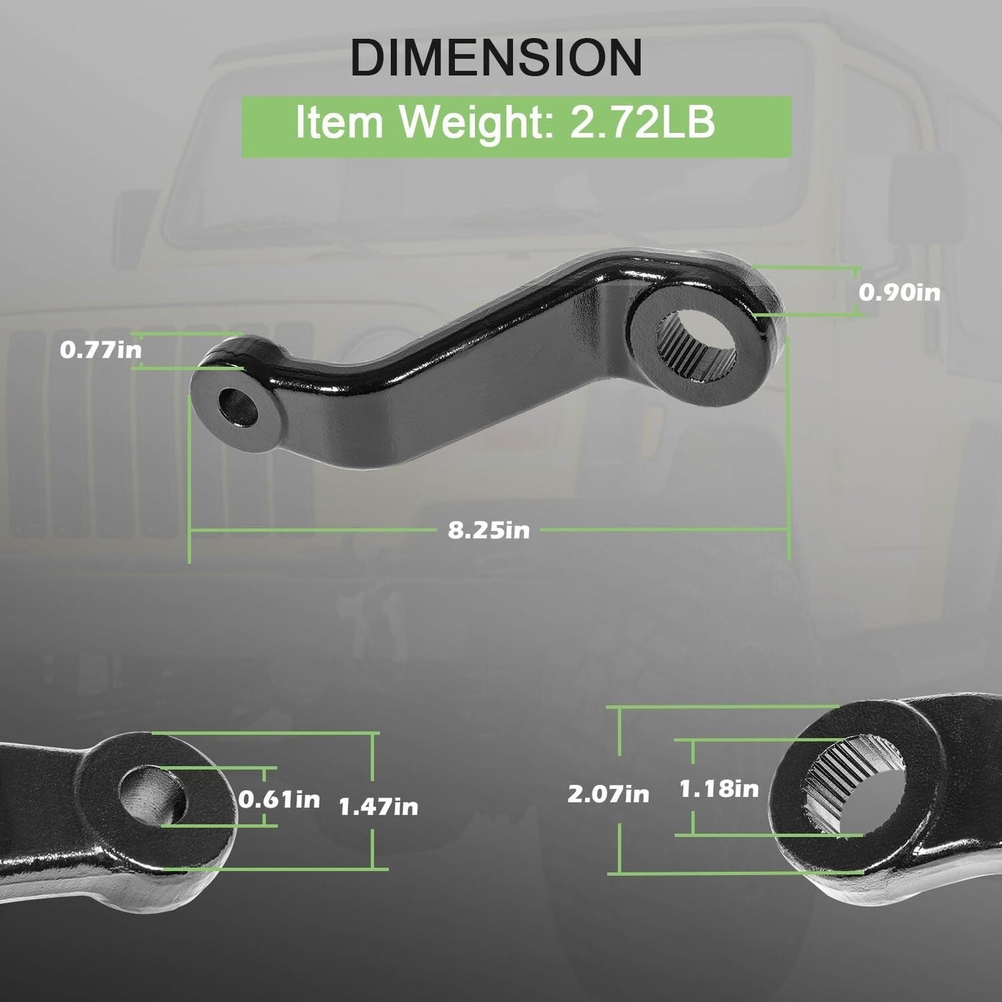 Solid Spare Drop Pitman Arm 2.5"-6" Lift Power Steering 6605 for Jeep Wrangler YJ TJ XJ MJ
