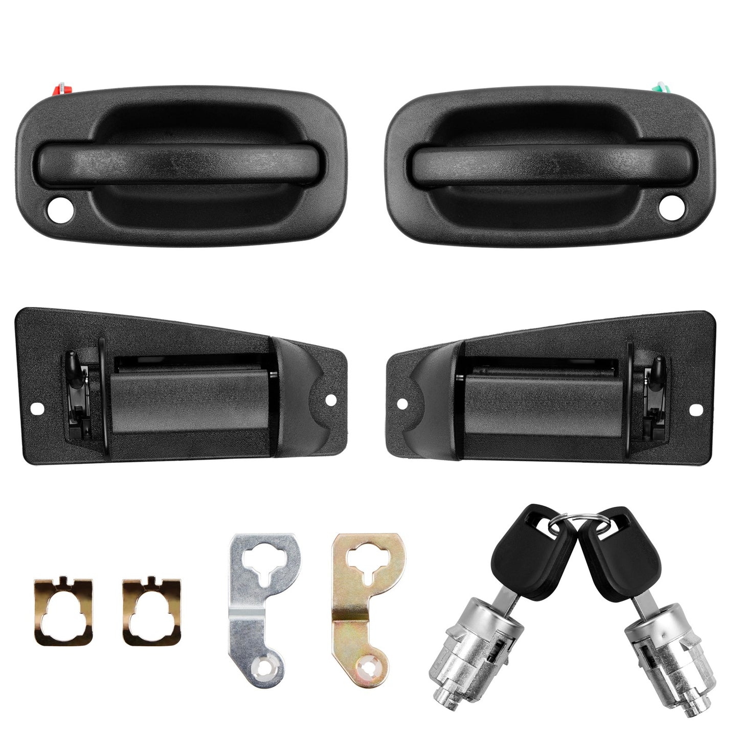 4X Exterior Door Handles w/ Lock Cylinder Fit 99-2007 Chevy Silverado GMC Sierra