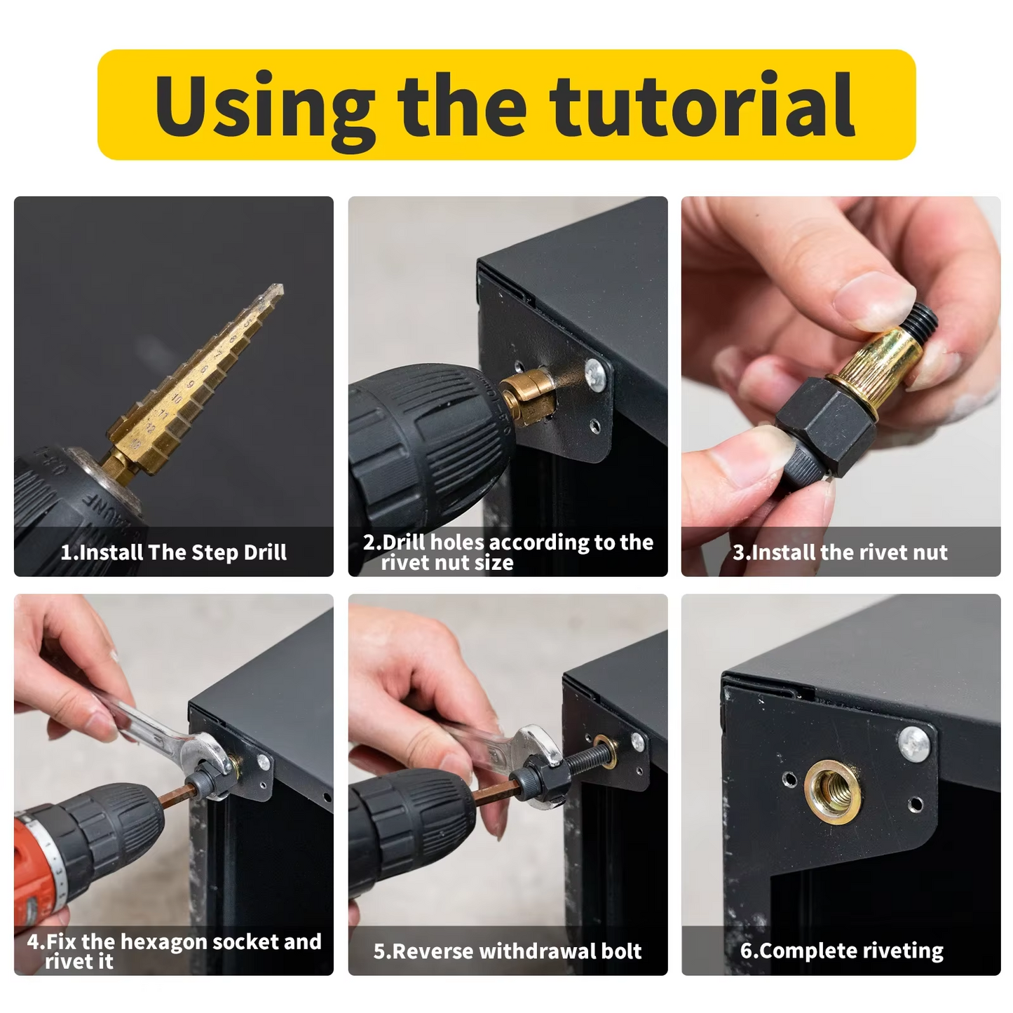 36 PCS Manual Rivet Nut Gun Kit For M6- M12 Threaded Insert Tool Automotive DIY