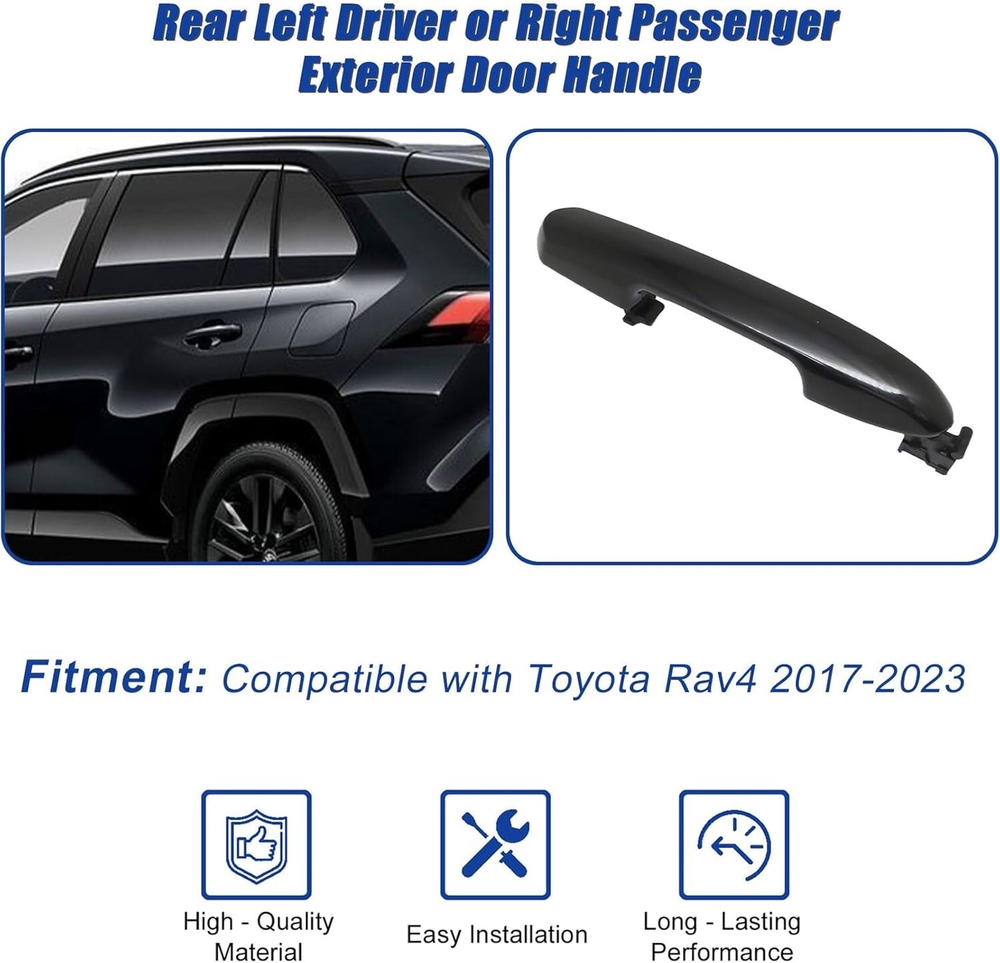 Rear Left or Right Side Outside Exterior Door Handle For 2017-2023 Toyota RAV4
