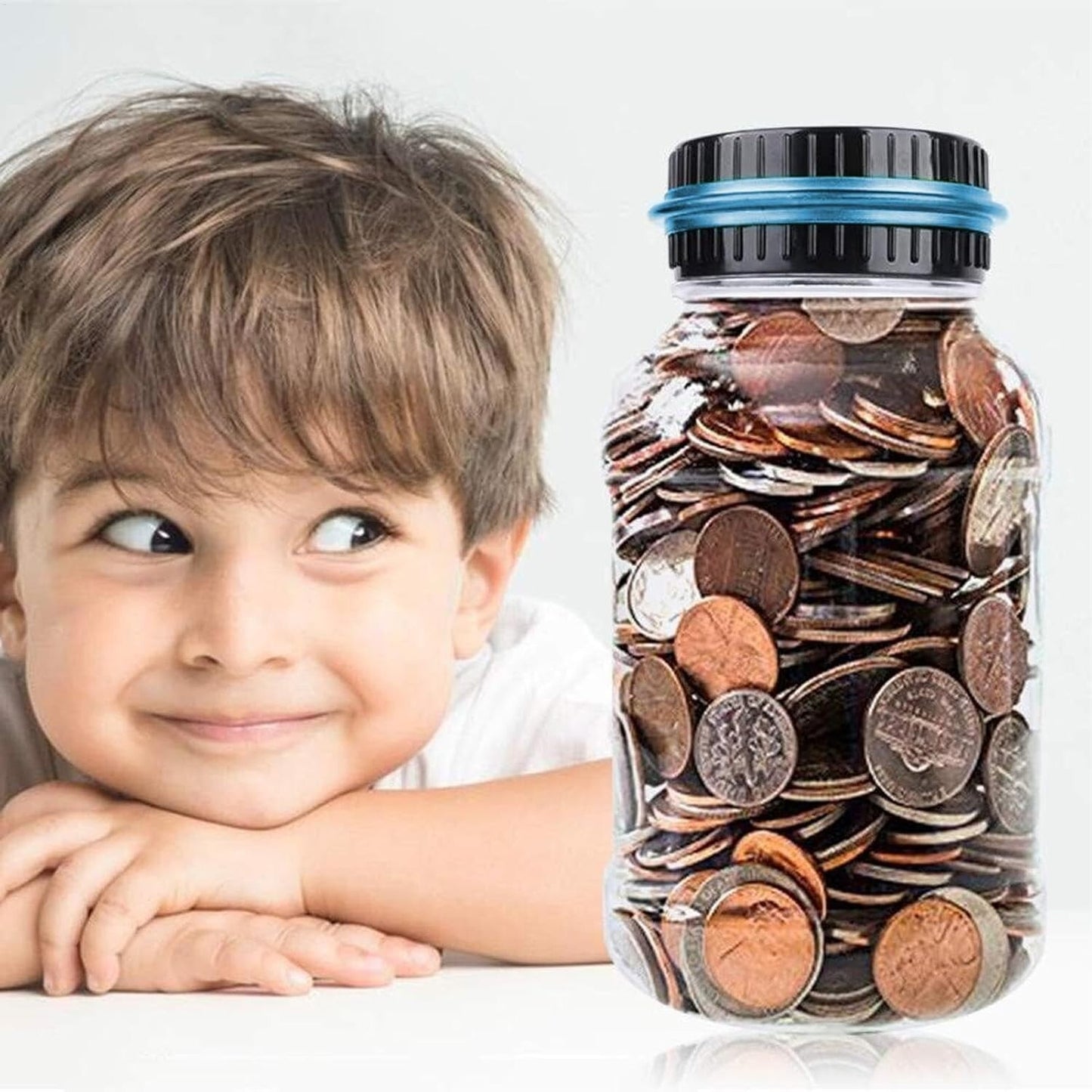 Blue Digital Coin Bank Vcertcpl 1.8L LCD Counting Money Jar for All Coins