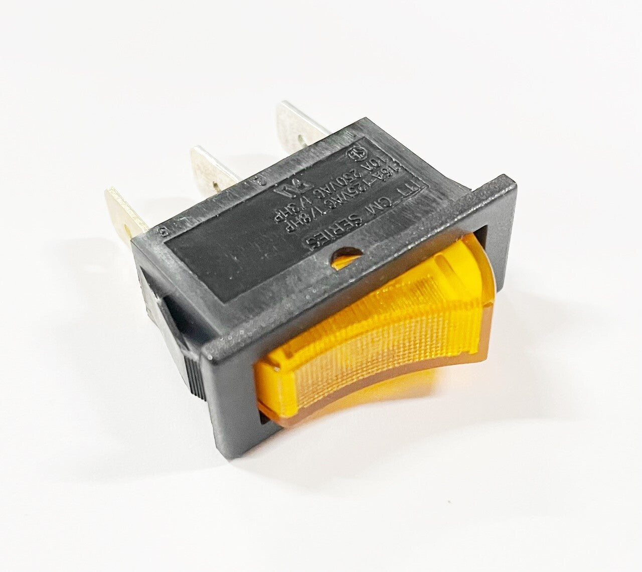 Amber Rocker Switch (Illuminated) 16A 125V SPST 3 Prong 2 Position On/Off Toggle