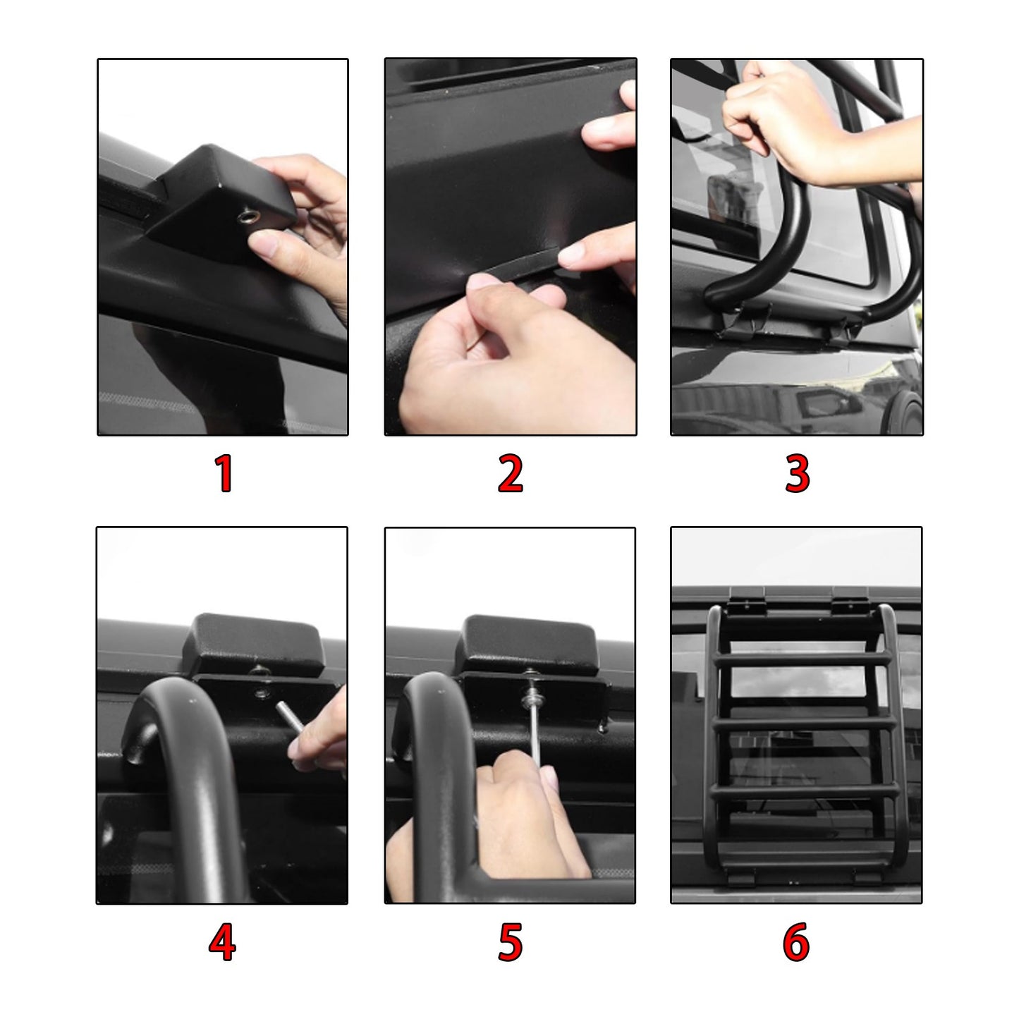 Solid Spare Rear Window Ladder For Jeep Wrangler JL JLU Luggage Ladder Rack 2018-2024