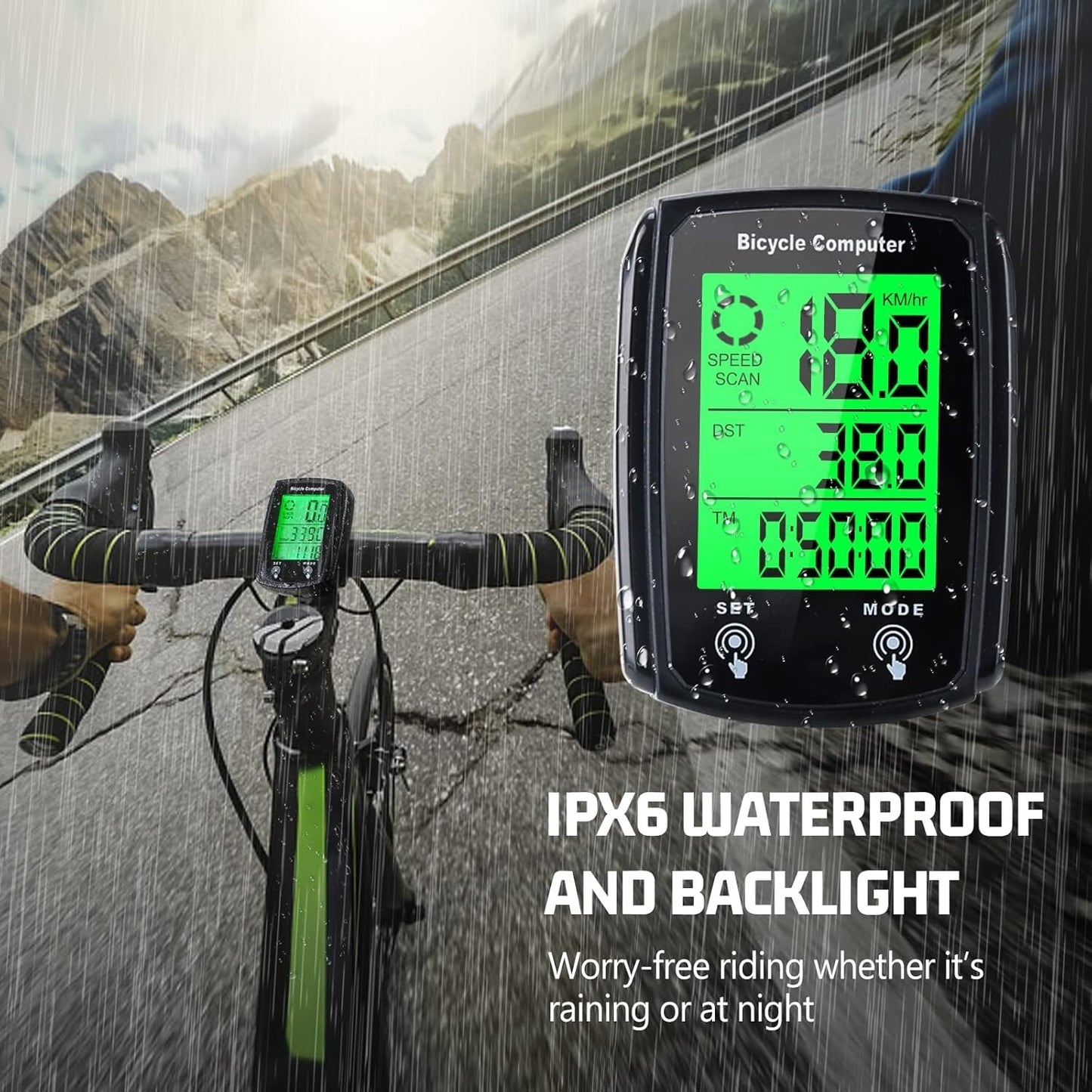 LCD Digital Bicycle Computer Bike Backlight Speedometer Odometer Waterproof