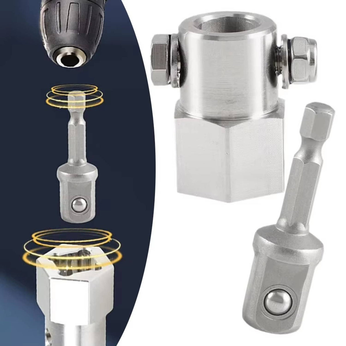Solid Spare Trailer Jack Crank Handle Cordless Drill Adapter with 1/2 Inch Bit Kit
