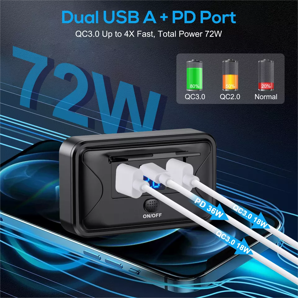 12V Dual USB QC3.0 & PD Port Car Fast Charger Socket Power Outlet On-Off Switch