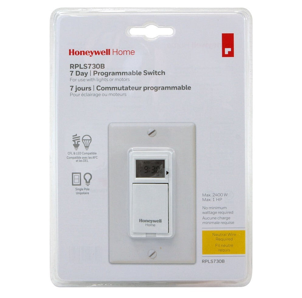 Solid Spare Honeywell Home RPLS730B1000 7 Day Programmable Light Switch Timer