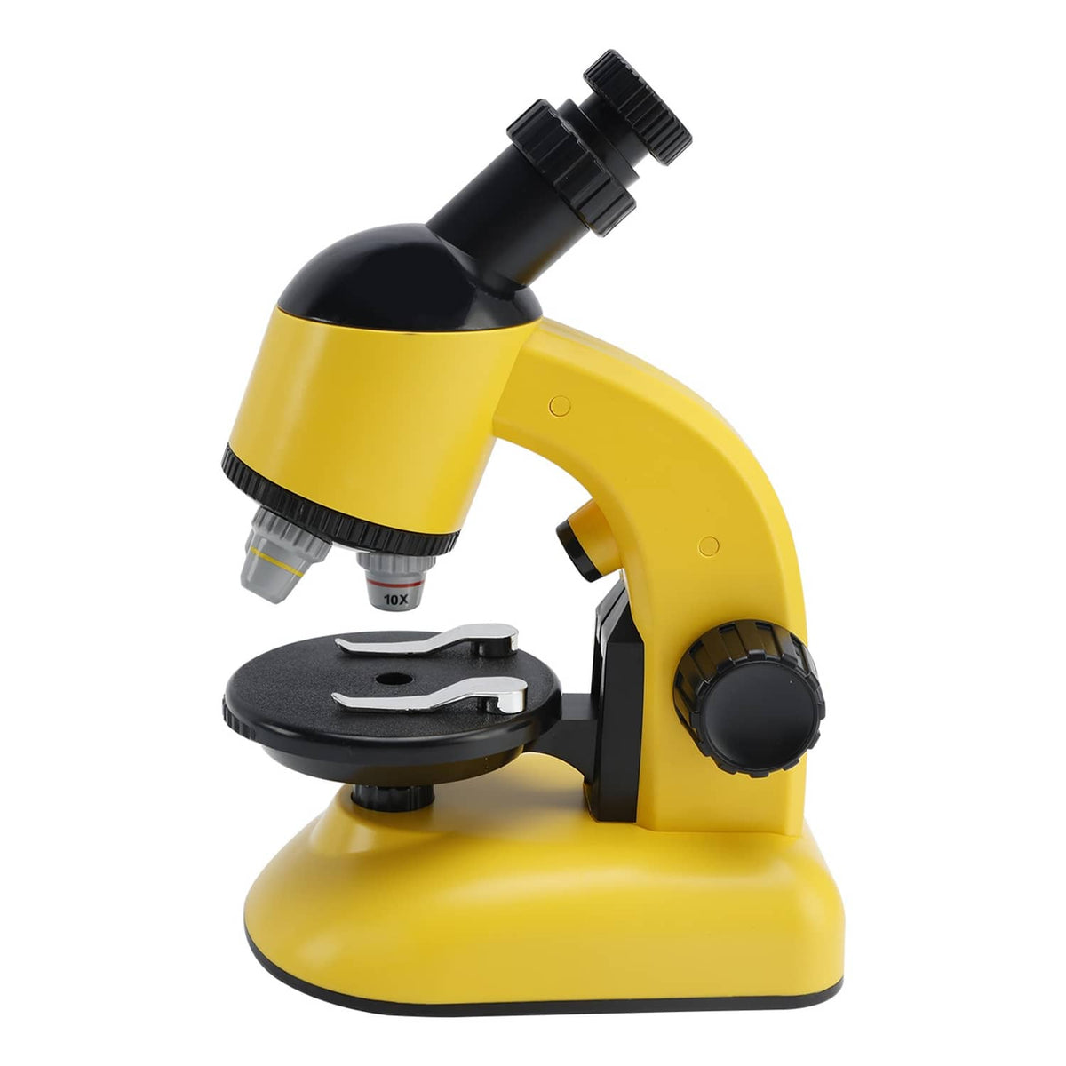 Solid Spare Rotating Microscope LED 100X-1200X Magnification Science Toys Kit For Kid Yellow