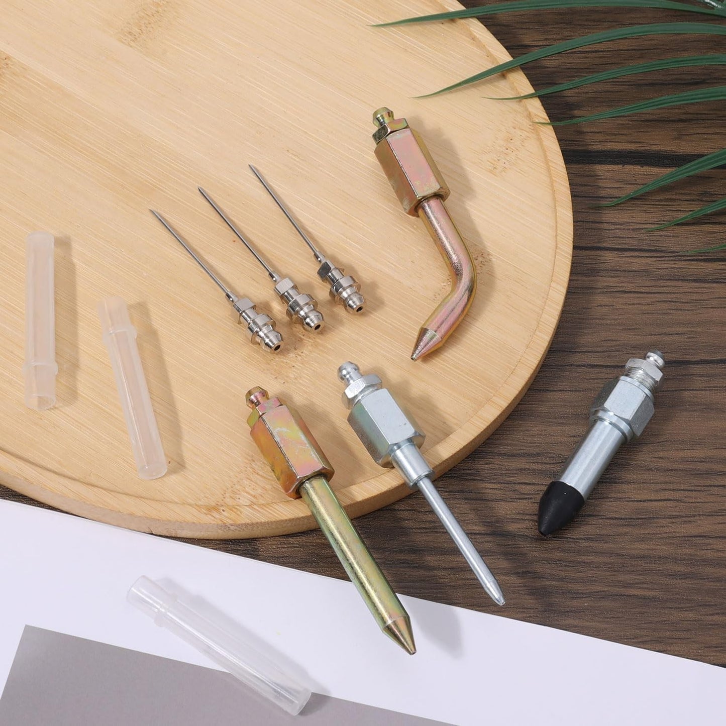 7pcs Grease Gun Accessory Kit Needle Tips Elbow Adapter Dispenser Rubber Nozzle