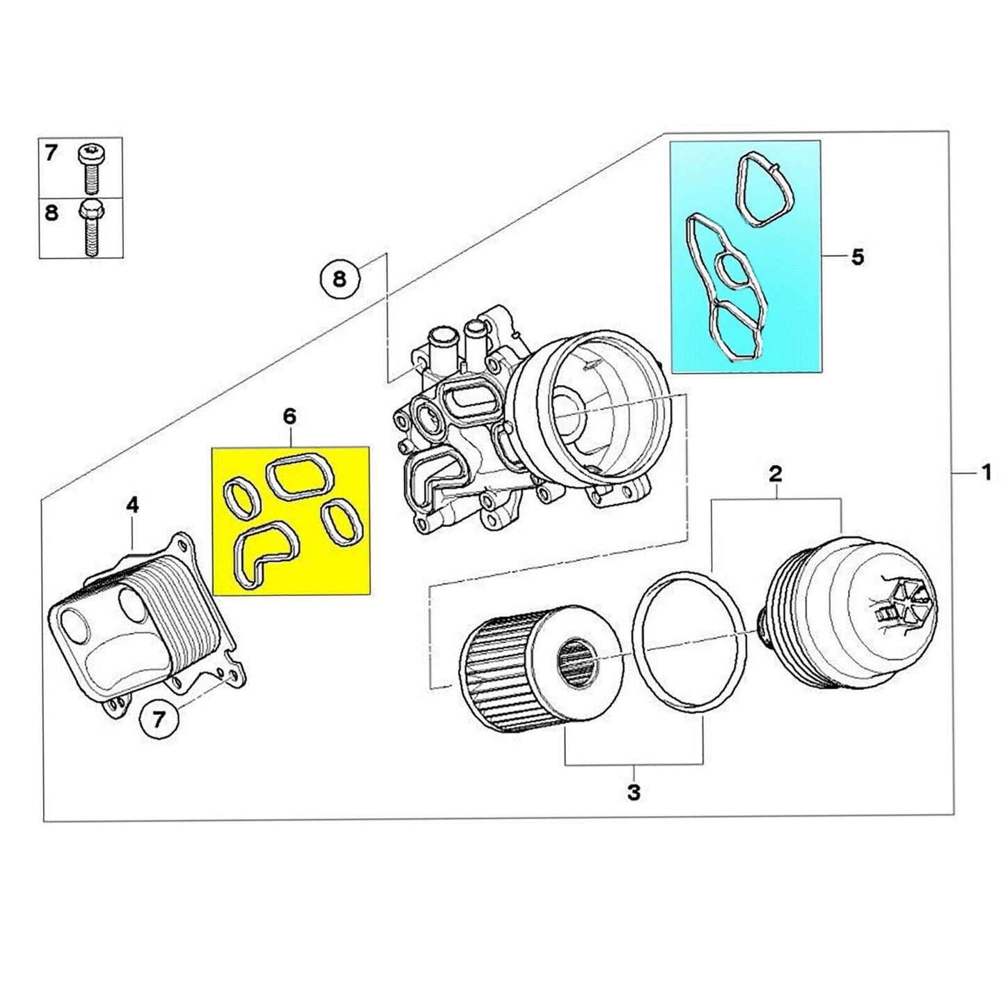 For Mini Cooper Oil Cooler Seal and Filter Housing Gasket Set