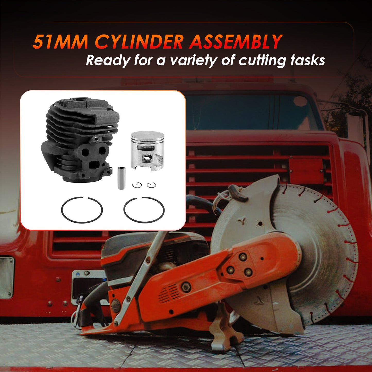 51mm Cylinder Piston Ring Kit For Husqvarna Power Cutter Saw K770 K760 Active II