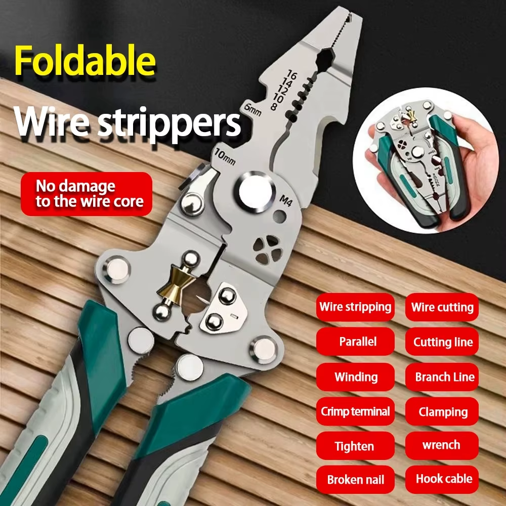 Solid Spare Foldable Wire Stripper Crimper Cutter Multi Tool for Electricians