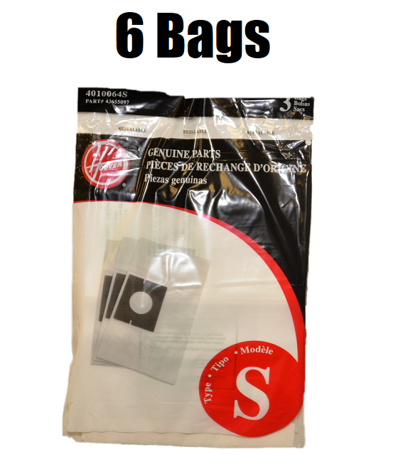 Solid Spare (6) Hoover Futura Spectrum Power Max Type S Vacuum Bags 4010064S