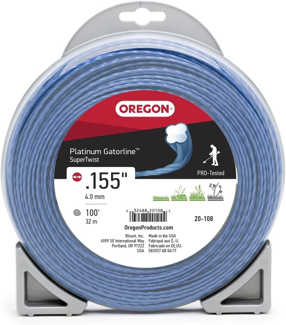 Solid Spare Oregon 20-108 Platinum Gatorline Supertwist Trimmer Line .155-Inch by 100-Foot