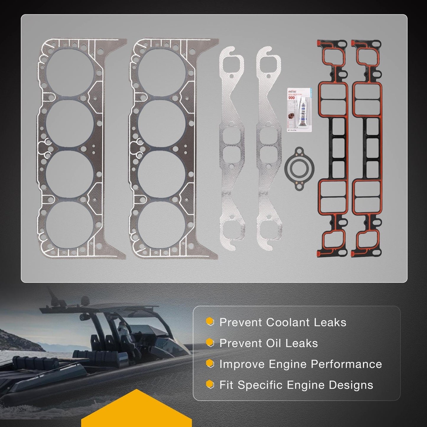 Cylinder Head Gasket Set For 350 CID Mercruiser Volvo Penta Crusader GM Marine