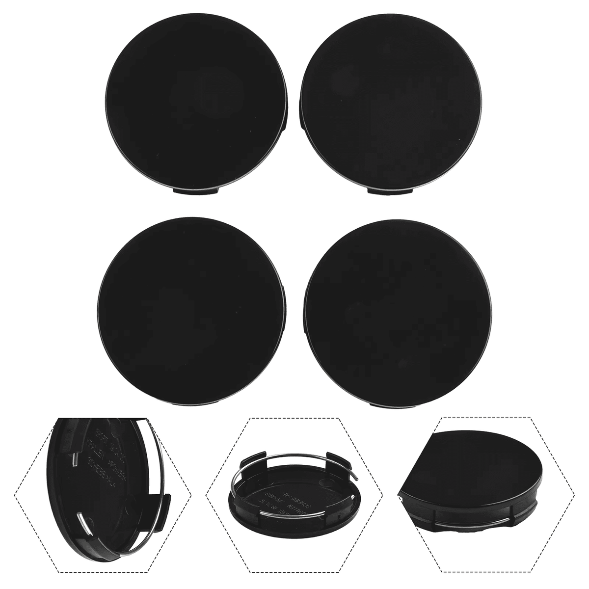 Solid Spare Universal 65mm Dia 4 Clips Auto Wheel Tyre Center Hub Caps Cover Black Pack of 4