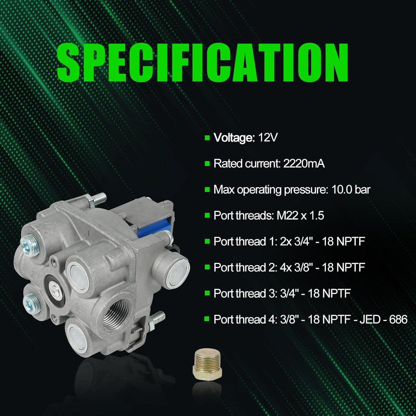ABS Trailer Modulator Relay Valve Assy For Wabco 4721950330 Meritor S4721950330