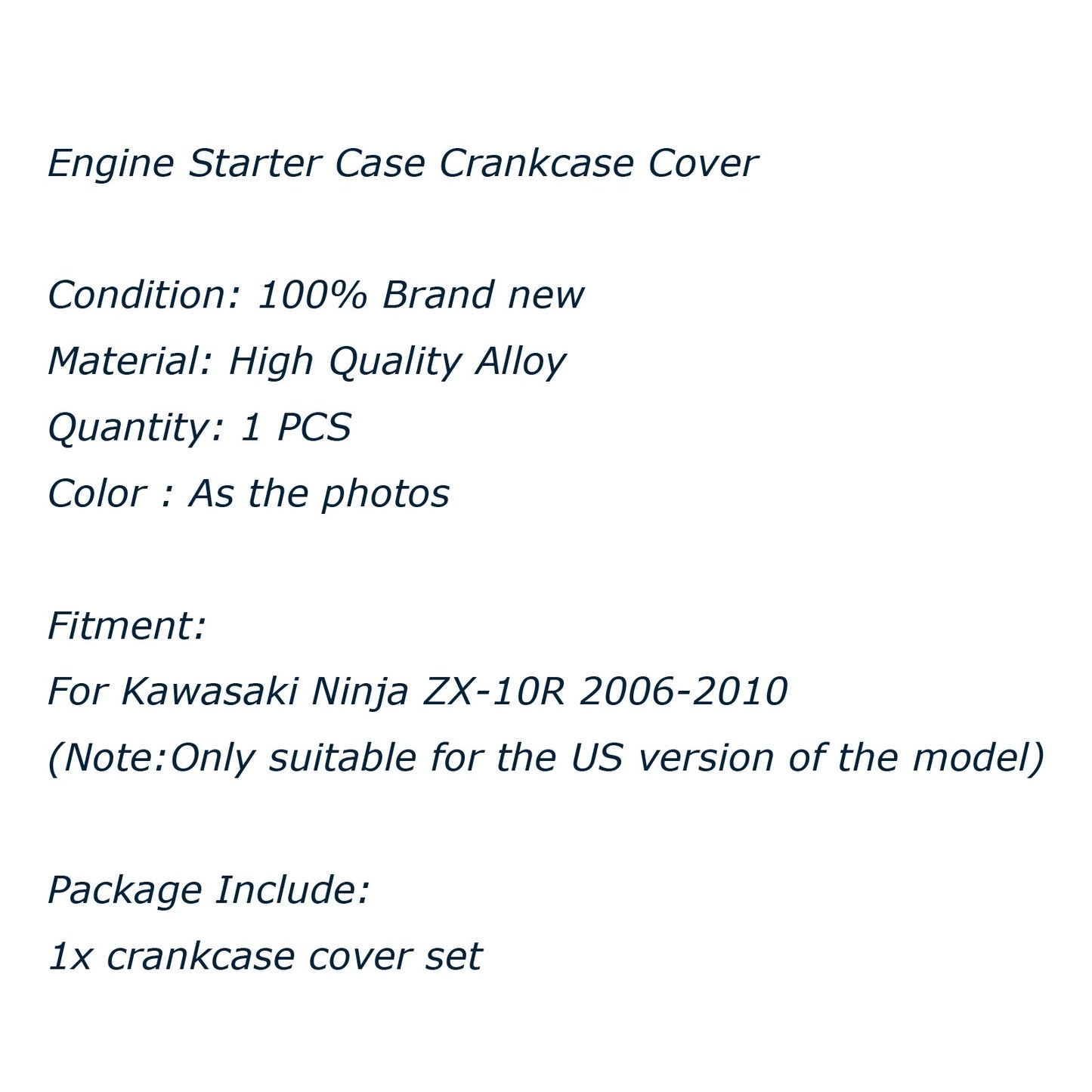 Engine Starter Case Crankcase Cover For Kawasaki Ninja ZX10R 2006-10 Black