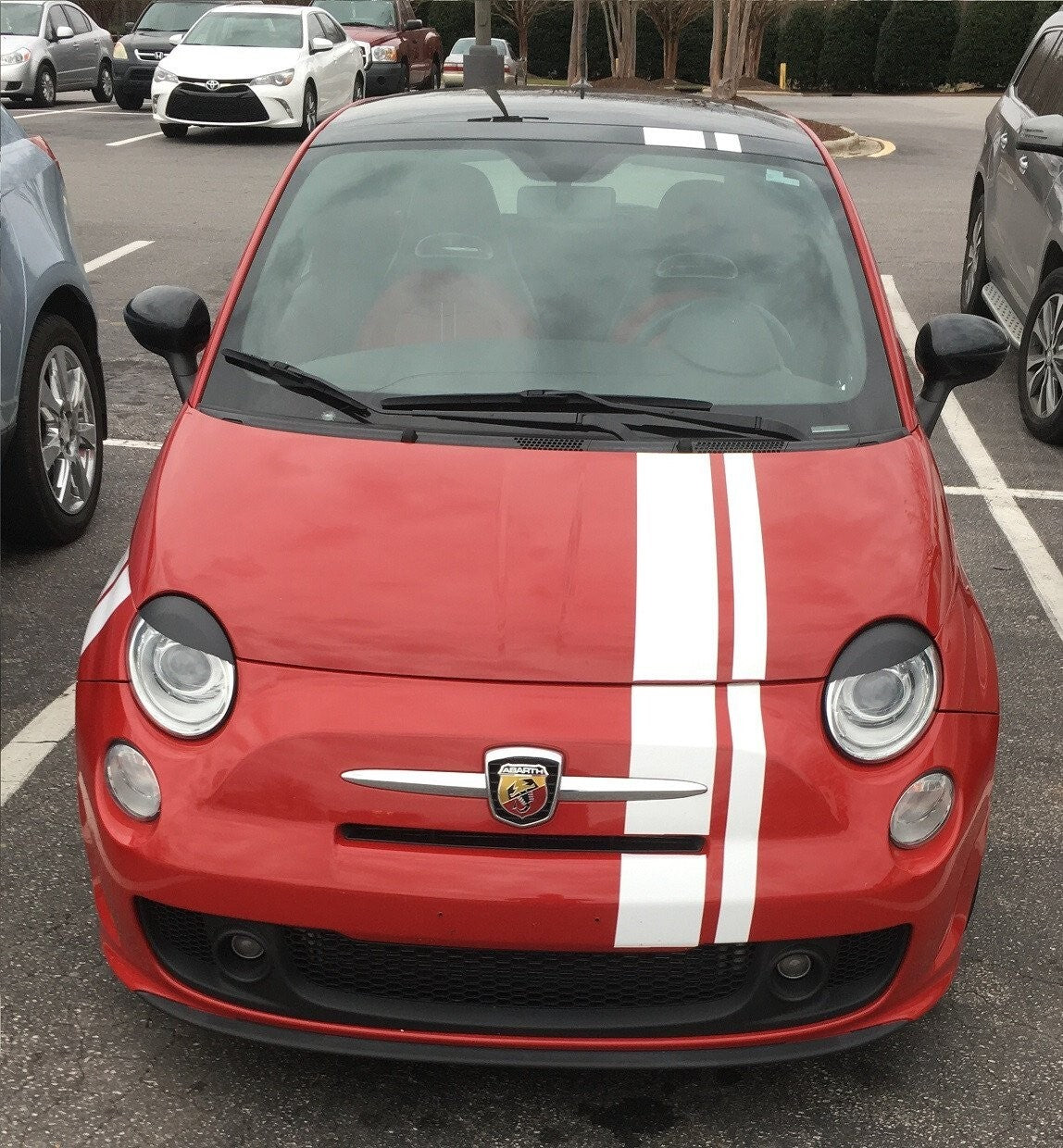 6" OFFSET VINYL RALLY STRIPES RACING STRIPE + BONUS INSTALL KIT For FIAT 500