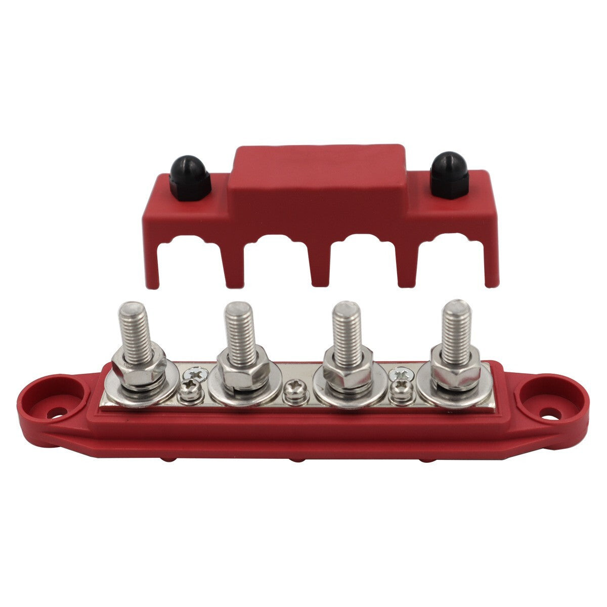Power Distribution Block 12V 250A Bus Bar 4 x 5/16" Stud Marine, 6 x #8 Screws