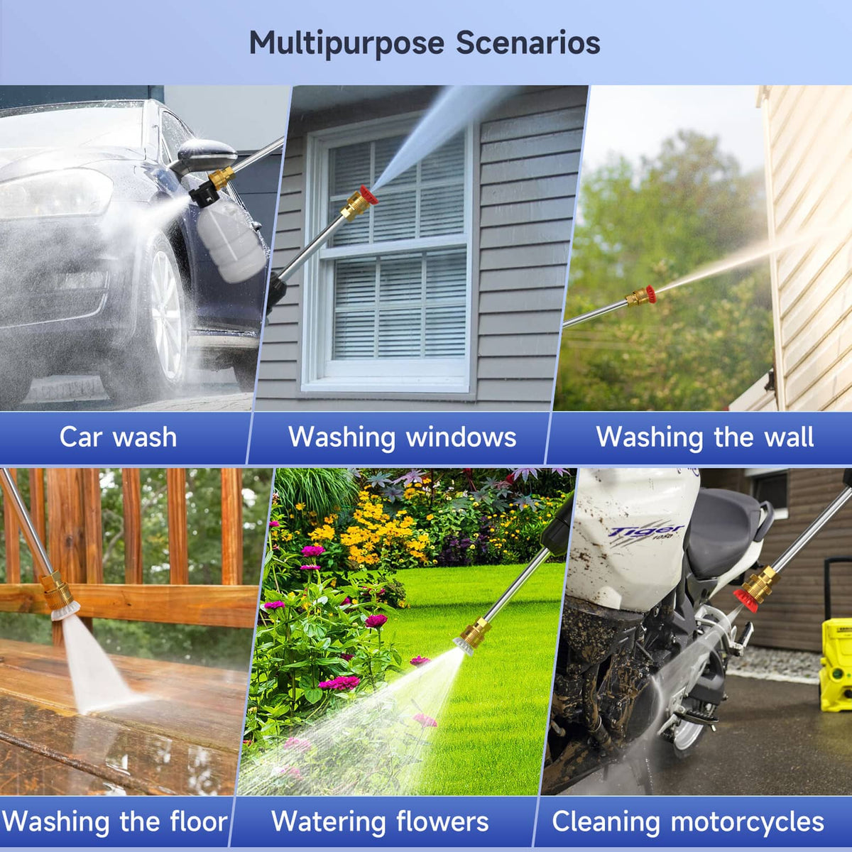 Solid Spare Cordless Portable Electric High Pressure Water Spray Gun Car Washer Cleaner Tool
