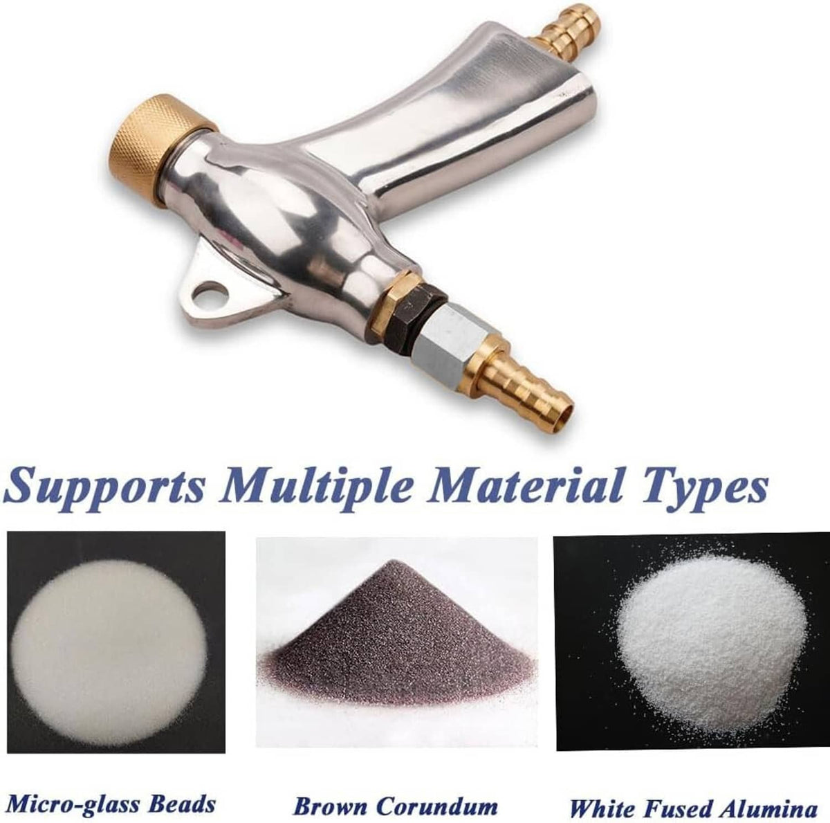 Solid Spare Sandblast Gun Air Sand Blasting Gun + 5x Ceramic Nozzles For Sandblaster Cabinet