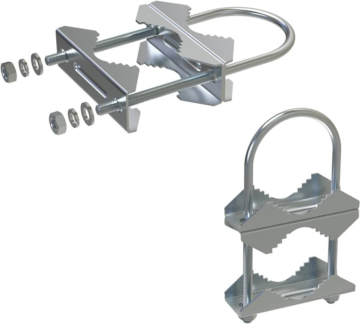 Solid Spare Double Antenna Mast Clamp, Antenna Mount Bracket Kit V Jaw Block with U Bolts