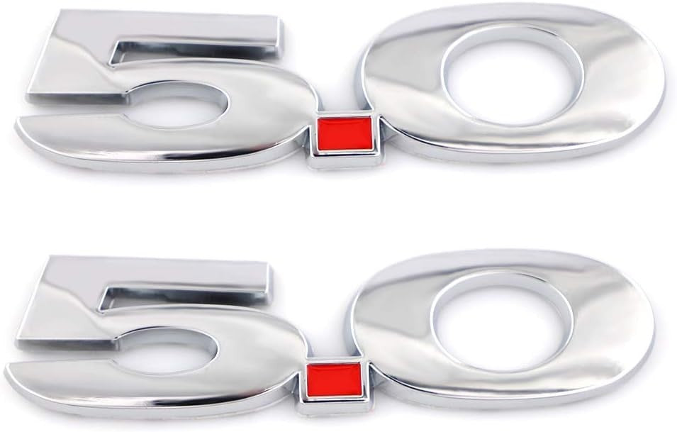 2x Side Badge Fender Emblems 3D Chrome Finish Logo 5.0 Decal Ford Mustang Cars