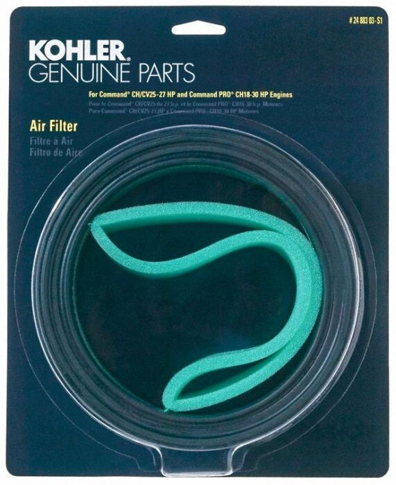 Solid Spare Kohler Air Filter Kit Genuine Part # 24 883 03-S1