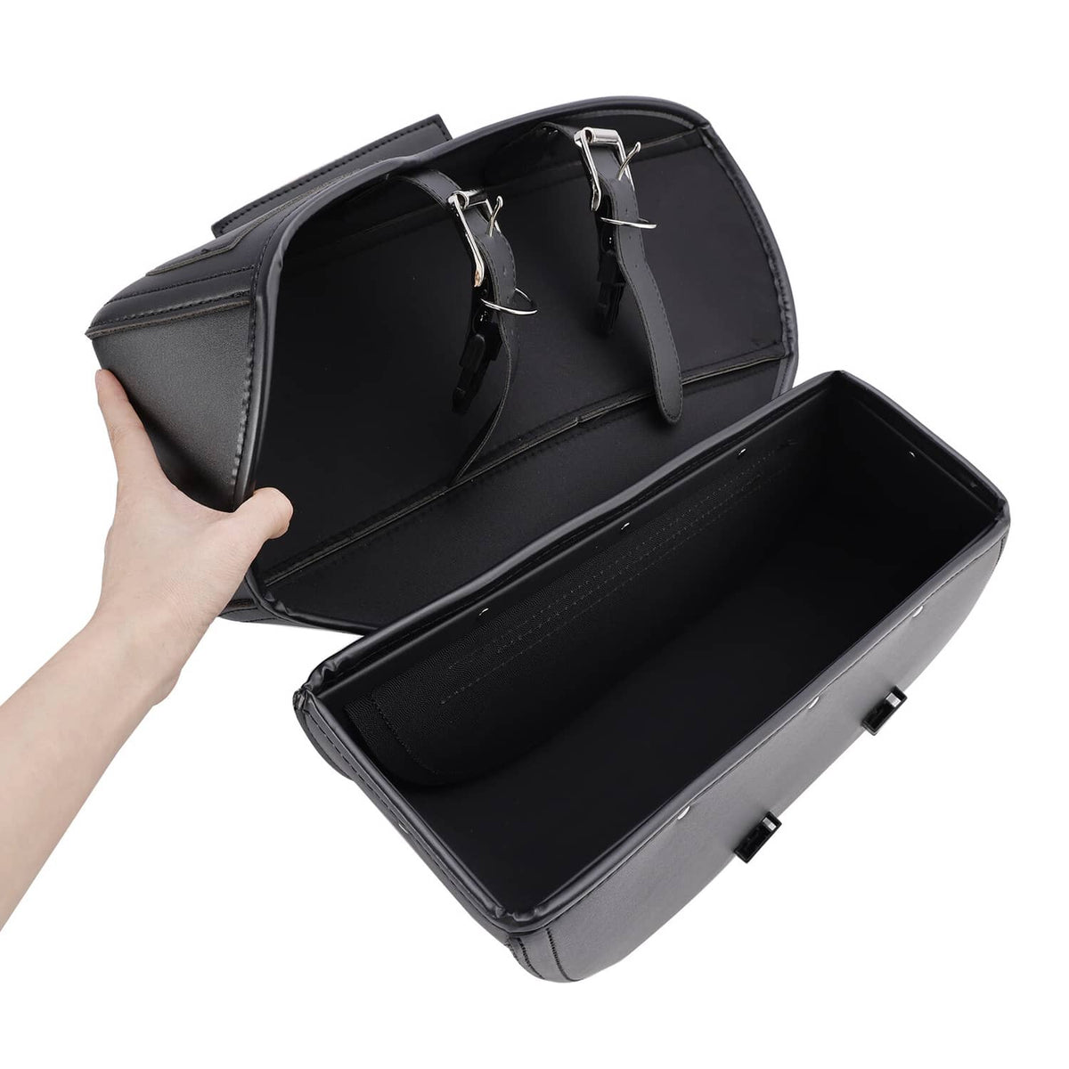Solid Spare Tail Bag Side Saddlebag Tail Bag Luggage Pouch Storage Black 42L For Motorbike