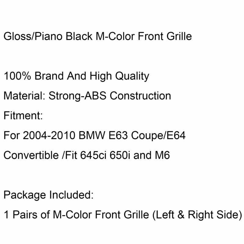 Gloss Black M Color Grille For BMW 04-10 E63 E64 650i 645Ci M6 Coupe Convertible