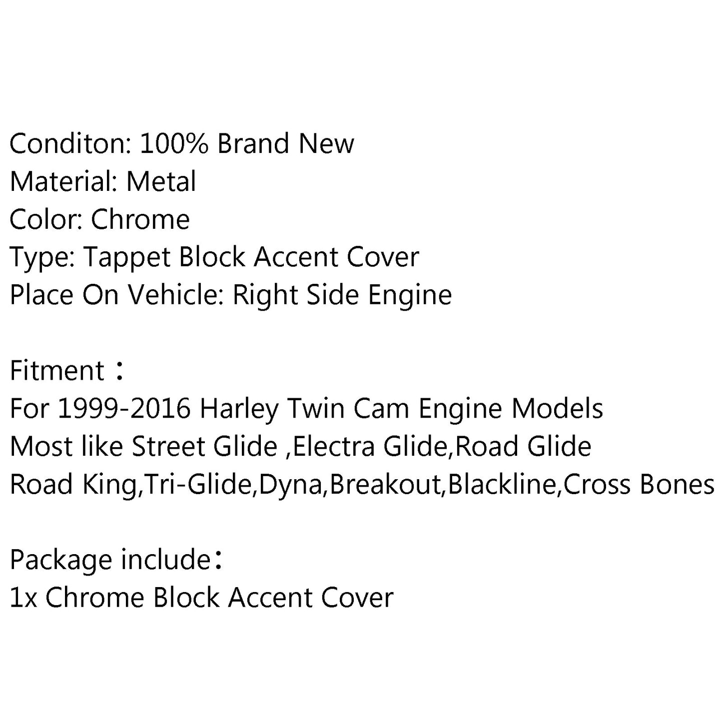Chrome Tappet / Lifter Block Accent Cover For Twin Cam 2002-2016 Road King