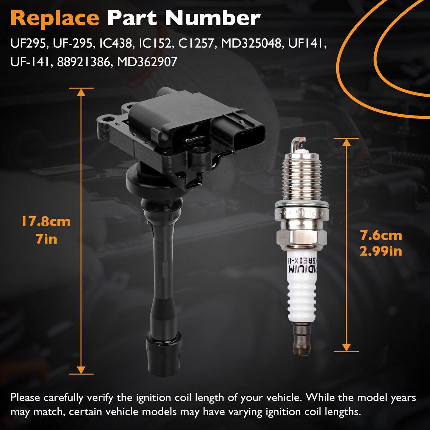 2 Ignition Coil + 4 Denso Platinum Spark Plug For Mitsubishi Lancer 2.0L UF295
