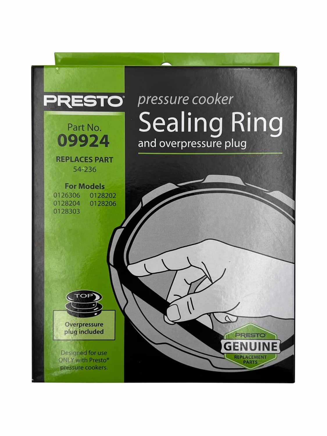 Solid Spare Presto 09924 Pressure Cooker Sealing Ring Gasket & Overpressure Plug