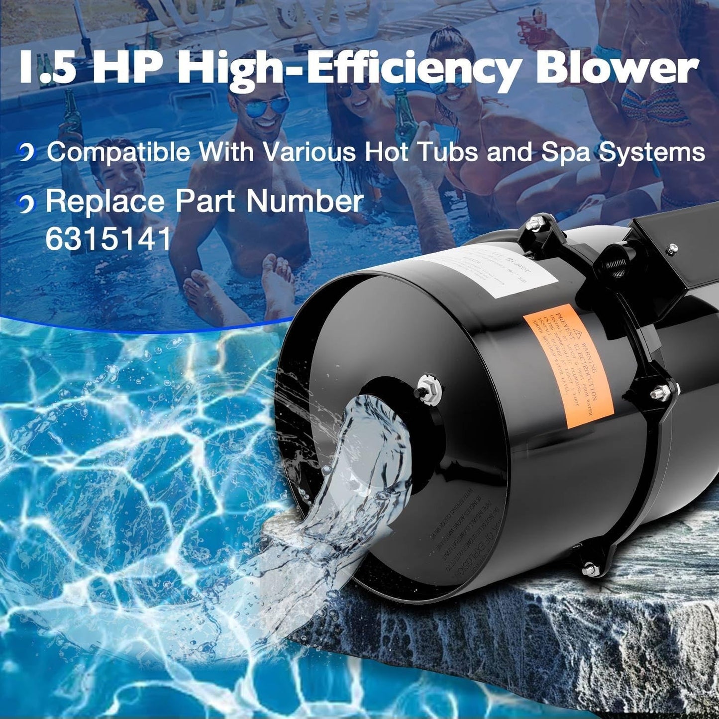 6315141 Pool Spa Blower For Air Supply Silencer 2" Plumbing 1-1/2HP 120V Hot Tub