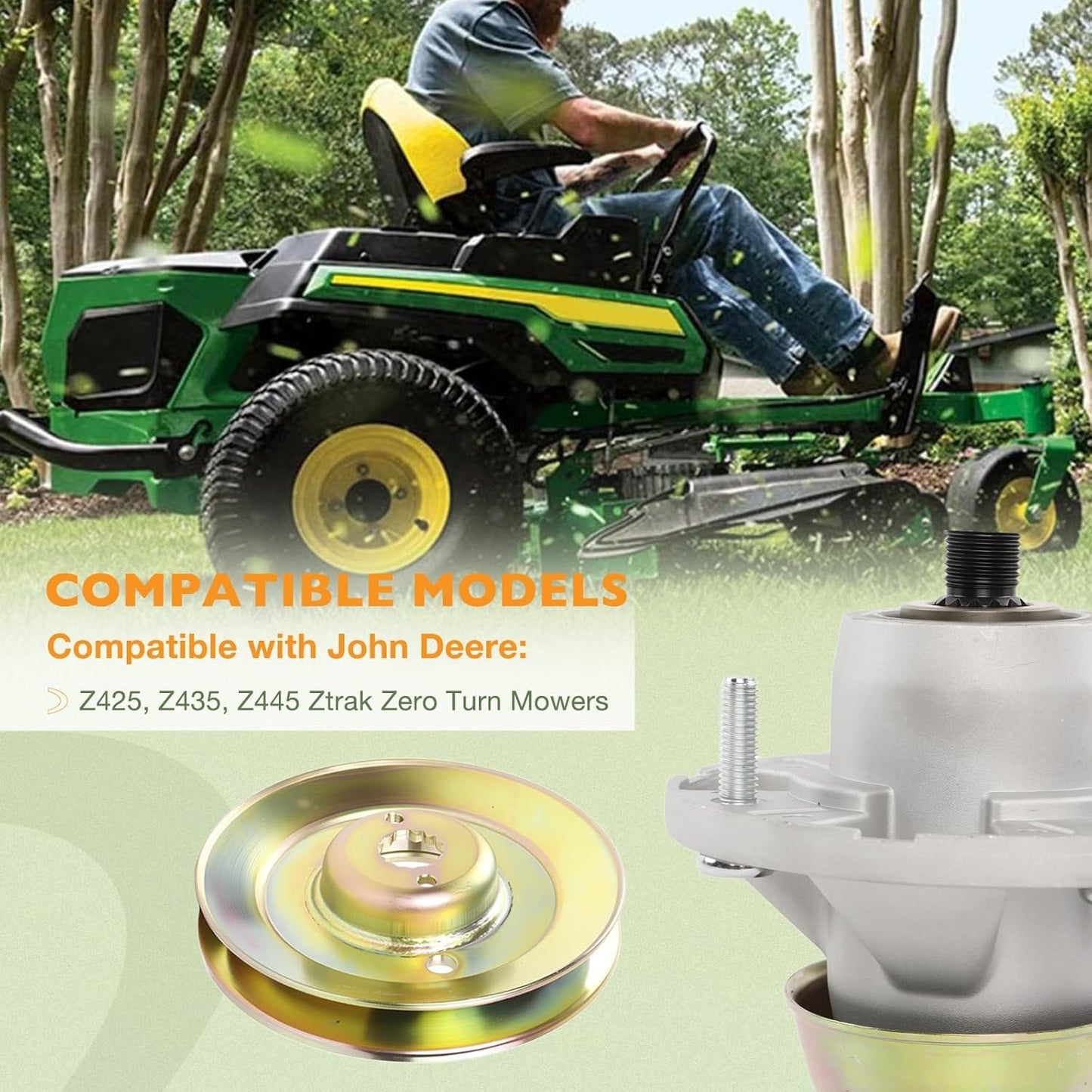 3x AM124498 Deck Spindle & Pulley For 48" 54" John Deere Z425 Z435 Z445 M163464