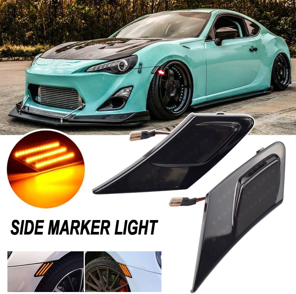 For 2013-20 Subaru BRZ Scion FR-S Smoke White LED Turn Signal Side Marker Lights
