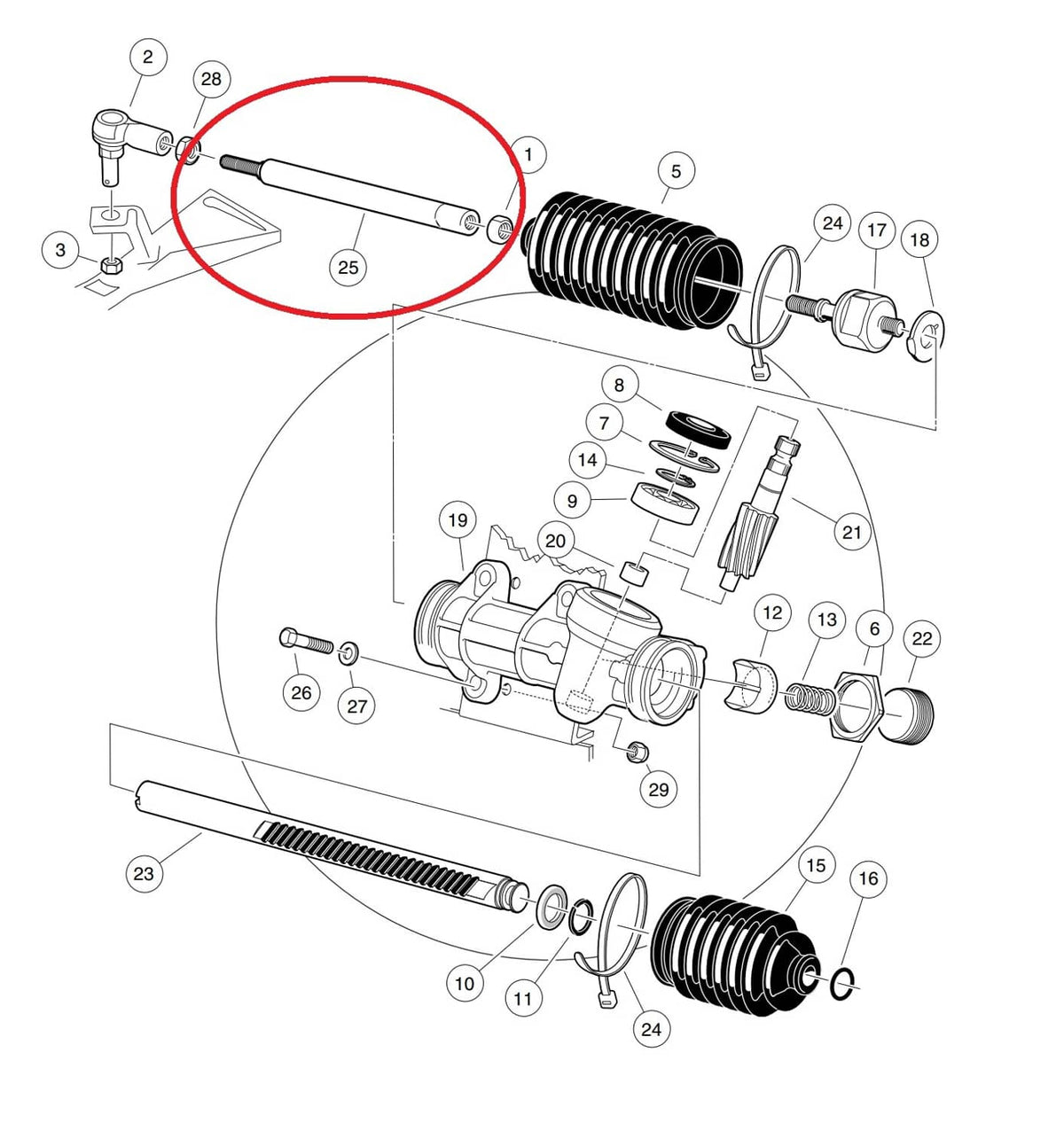 Solid Spare Steering Drag Link with Male Thread For Club Car DS Carts 103653401, 1036534-01