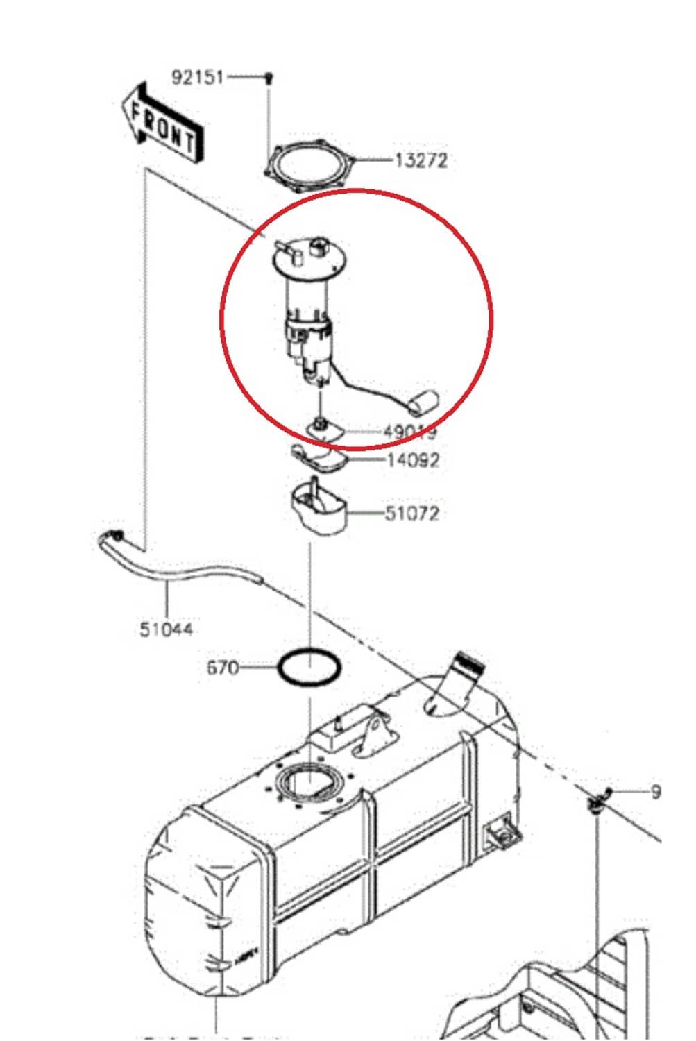 Solid Spare Fuel Pump Assembly For 2009-2020 Kawasaki Mule Teryx - 49040-0718