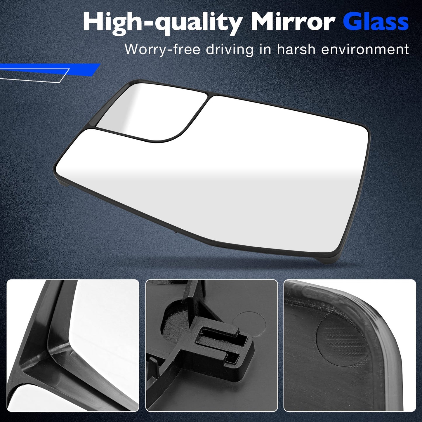 Driver Side Mirror Glass w/ Blind Spot Lens For 19-24 GMC Sierra Chevy Sliverado