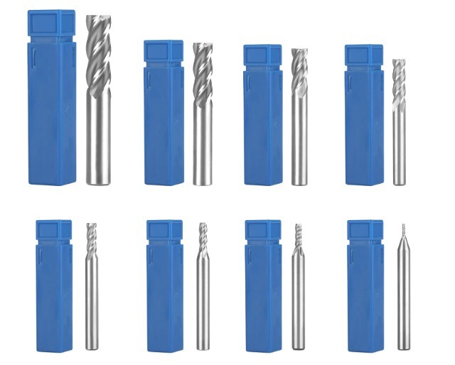 8x Solid Mill End Cutter Drill Bit Set 4 Flute HSS Slot Milling Tool 1/16"-1/2"