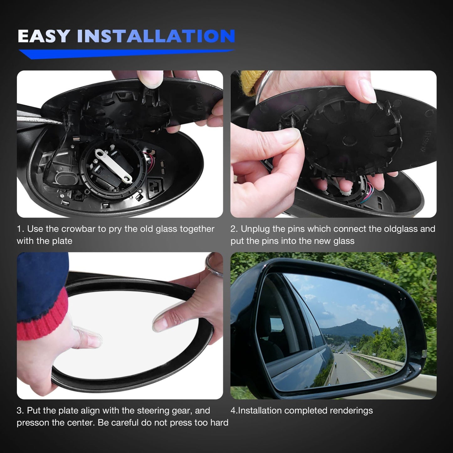 For 2017-2022 Ford F250 F350 SD Heated Mirror Glass Upper Passenger Side Right