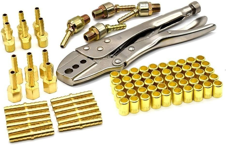 Solid Spare Interstate Pneumatics H4FK Hose Repair Kit with Crimp Tool (For 3/16", 1/4")