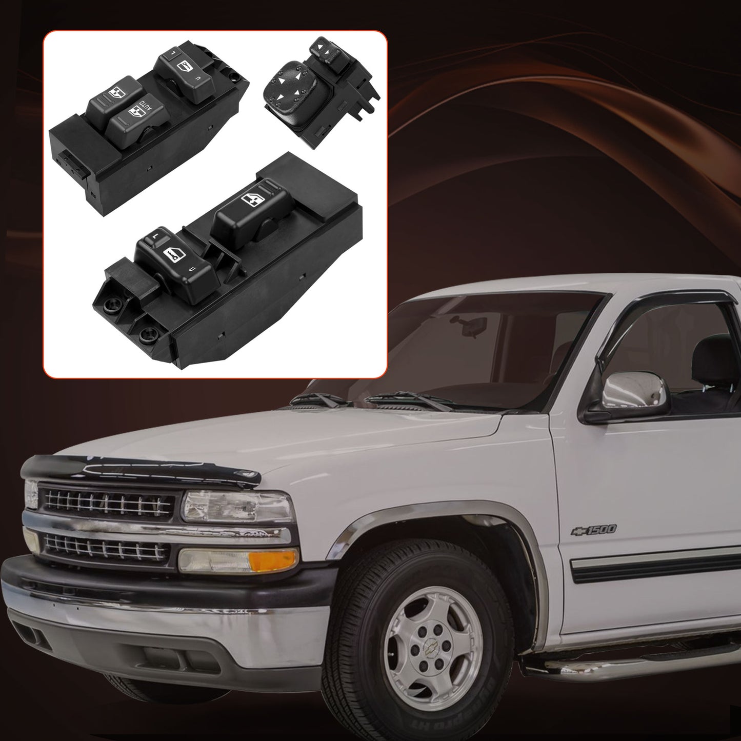 Power Window Door Mirror Switch LH & RH Set For 00-02 Chevy Silverado GMC Sierra