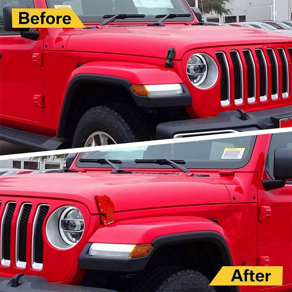 Solidspare New Red Aluminum Hood Latch Lock Catch Buckle Flag for 2007+ Jeep Wrangler JK JL