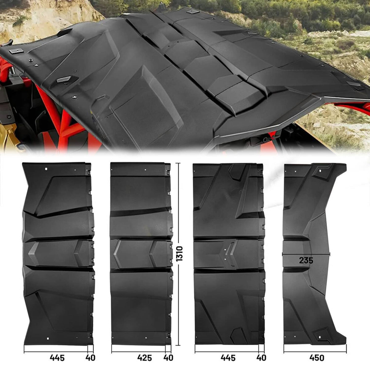 Solidspare 4-Pieces UTV Hard Roof For 2017-2024 Can Am Maverick X3 Max 4-Doors 715003750