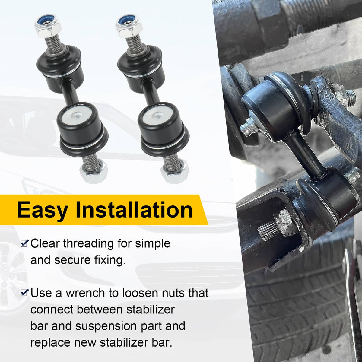 Solidspare 2pcs Front Sway Bar End Links Set Fit For 2002-2016 Subaru Impreza Sedan