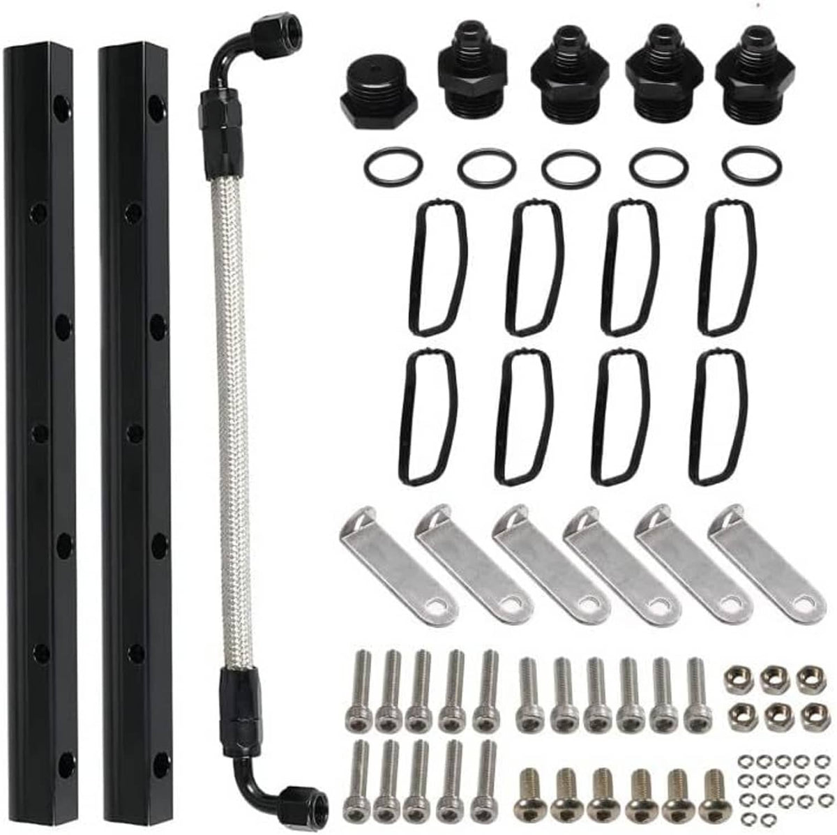 Solidspare Billet Fuel Rail Kit for LS LS1 LS2 LS3 LS6 Intake Manifold +Hardware Black New