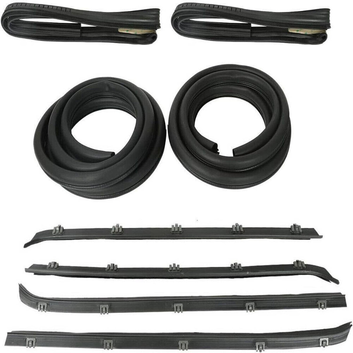 Solidspare New Front Door Window Run Sweep Felts Weatherstrip Seals Kit for Chevy GMC Truck