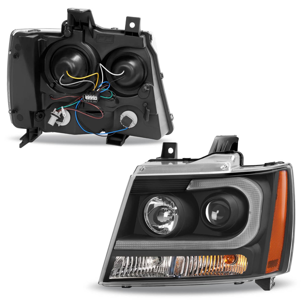 Solid Spare For 2007-14 Chevy Tahoe Suburban Avalanche LED DRL Projector Headlights Assembly